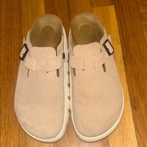 Birkenstock Light Tan Suede Clogs